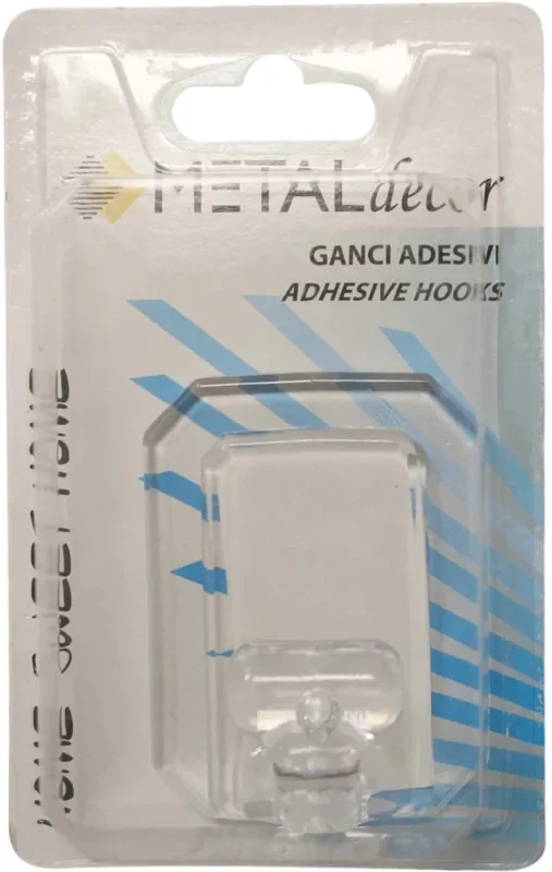 1 gancio adesivo in plastica rettangolare kristal trasparente