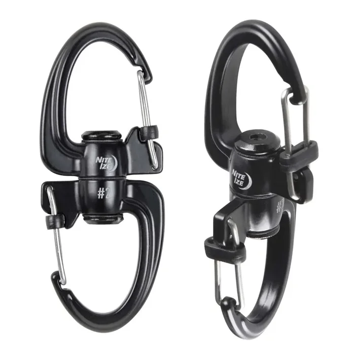 1 moschettone a doppia chiusura con corpo girevole nero 26x65x10 mm