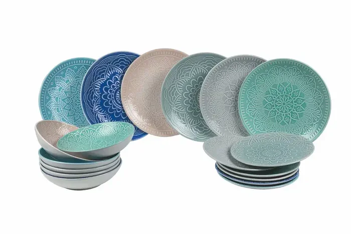 18-teiliges Geschirrservice aus mehrfarbigem Steinzeug Villa d‘Este Home Tivoli Luxor