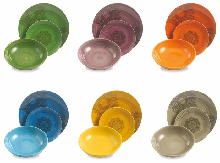 18-teiliges Tafelservice aus Porzellan und Steingut Villa d‘Este Home Tivoli Multicolor Batik