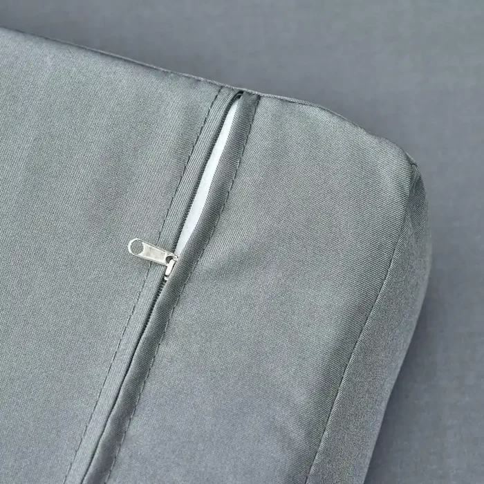 2-Sitzer-Gartensofa mit Behälter und Hocker aus grauem Rattan