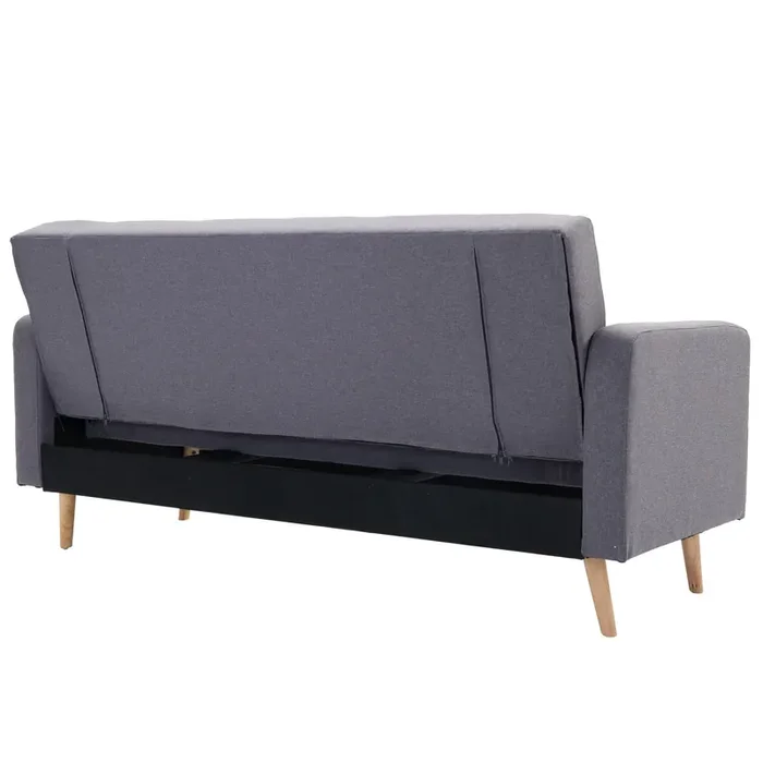 3-Sitzer-Schlafsofa aus Leinenstoff mit extra Polsterung und hellgrauen Holzfüßen