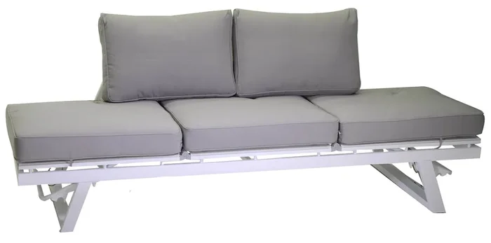 3-Sitzer-Sofa 199,5 x 77 x 65,5 cm aus Aluminium mit grauen Kissen
