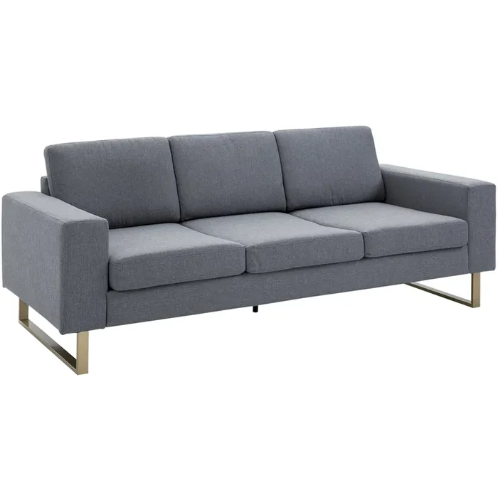 3-Sitzer-Sofa mit Kissen aus dunkelgrauem Leinenstoff 200 x 82 x 78 cm