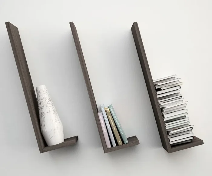 3er Set Melaminregale 100x18x90cm TFT Elle Graue Lärche