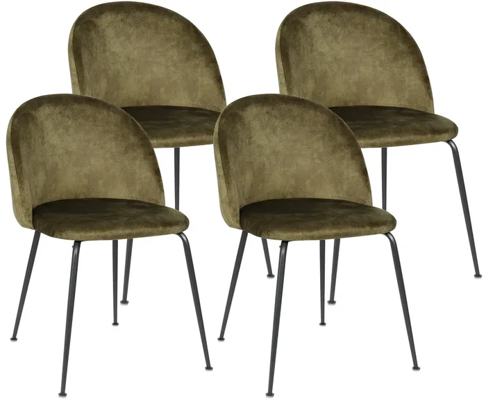 4er Set Polsterstühle 45x55x79 cm in Dunkelgrün