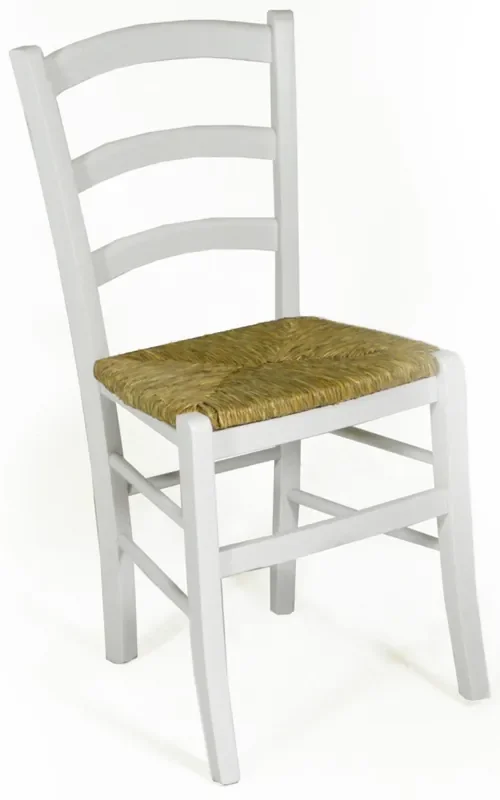 Adami Paesana Stuhl aus weißem Buchenholz und Stroh