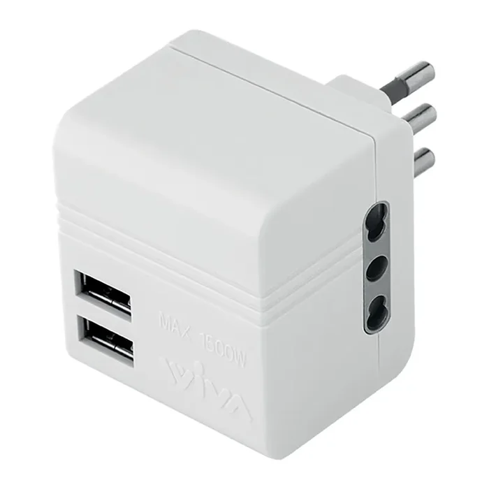 Adattatore salvaspazio USB da spina 16A 2P+T