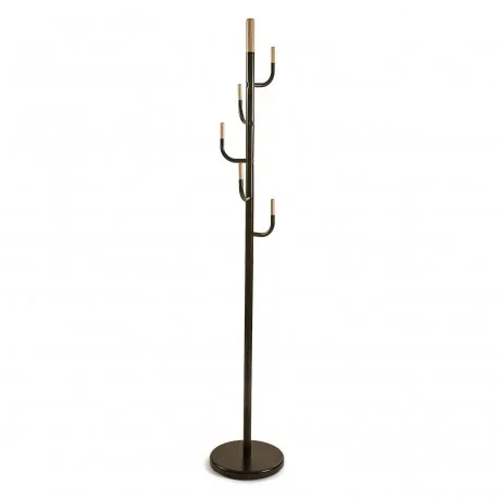 Appendiabiti da terra moderno ad albero in metallo e legno cm ø 30x174h