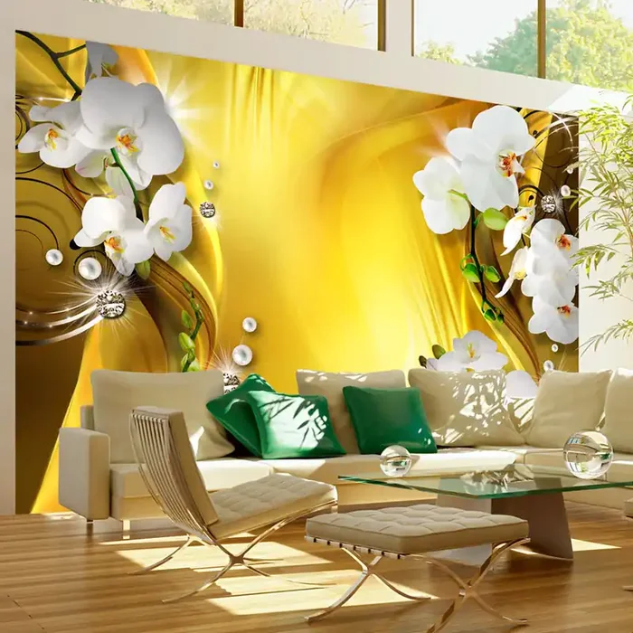 Aufkleber – Orchidee in Gold Tapete Erroi – 400 x 280 cm