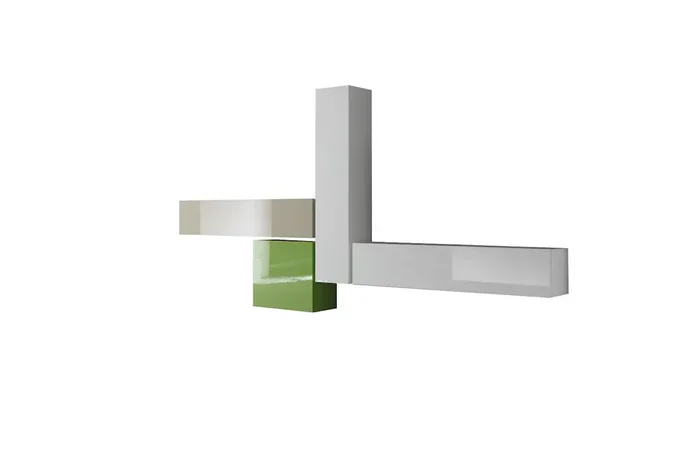 Ausgestattete Wand Wohnzimmermöbel 4 Hängemöbel 307x31x165cm TFT Boost Weiß und Grün und Beige