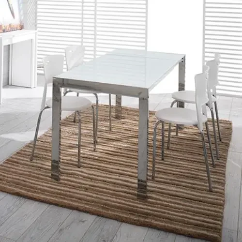 Ausziehbarer Esstisch mit weißer Glasplatte 120 /155 x 70 x 75 cm Stones Switch Om /090 /B