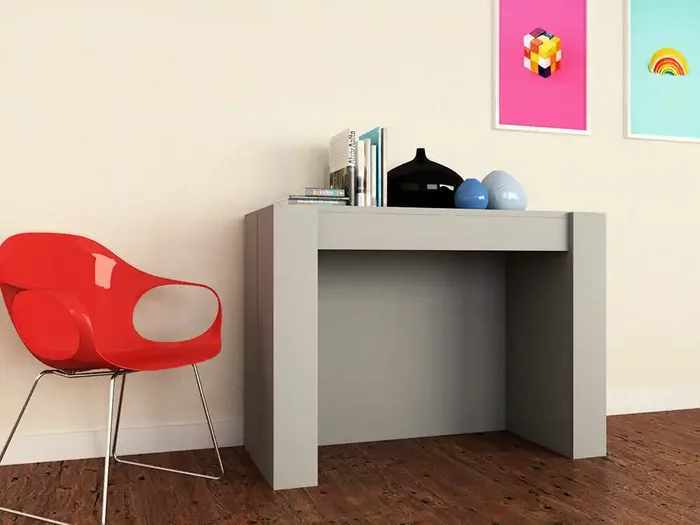 Ausziehbarer Konsolentisch in Melamin 42 /302x95x76cm TFT Moon Beige Matt Grey