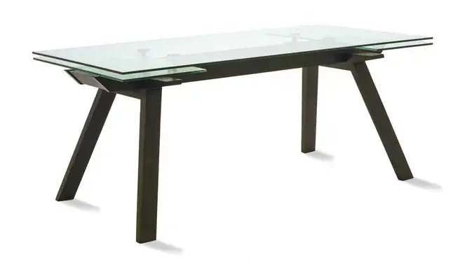Ausziehbarer Tisch 180 /260x90x76 cm aus Metall mit transparenter Glasplatte