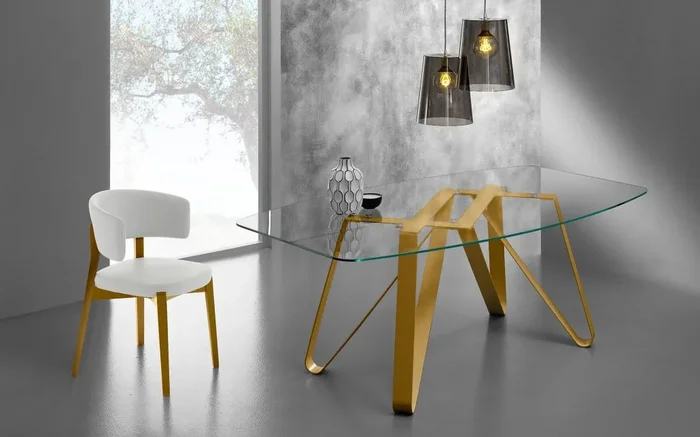 Axel fisso – Tavolo piano a botte Eurosedia base in metallo piano in vetro cm 200x110x75h – vari colori