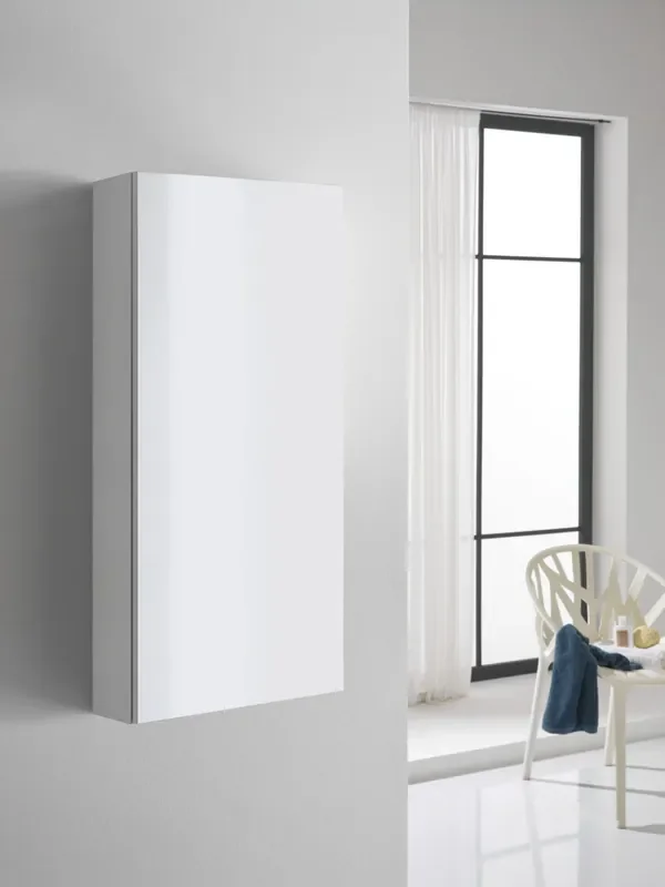 Badezimmer-Wandeinheit mit 1 Schiebetür 35 x 18 x 78,2 cm in glänzend weißem Bali TFT-Holz