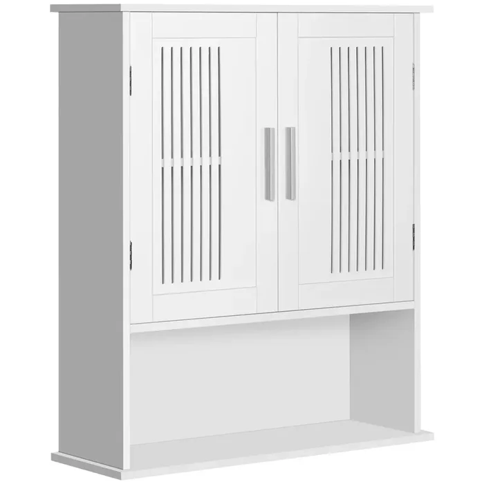 Badezimmer-Wandschrank 60 x 20 x 70 cm, 2 Türen, 1 weißes Regal