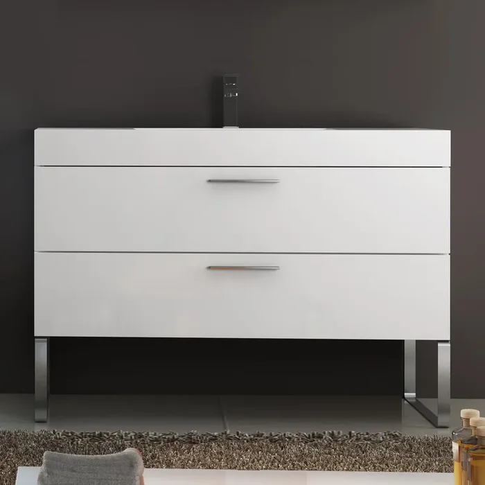 Badezimmerschrank mit Füßen weiß lackiert 120 cm Fosterberg Hvid 4