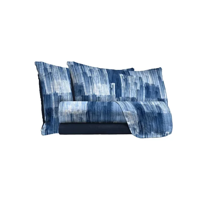 Bettlaken-Set mit Aufdruck oben und unten und bemalten Kissenbezügen – Single