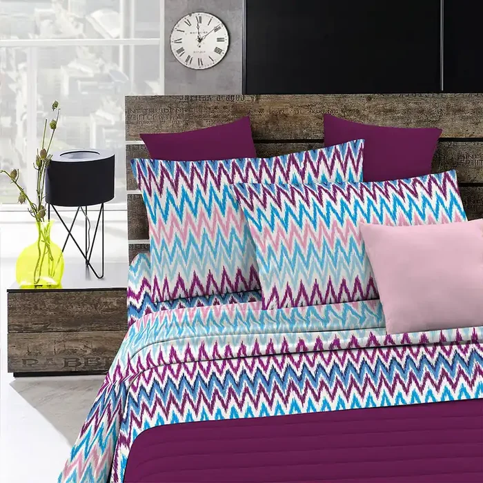 Bettlaken-Set mit Aufdruck oben und unten und Freqenze-Kissenbezügen – Single