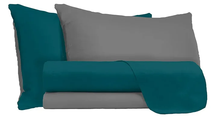 Bettlaken- und Kissenbezüge-Set, wendbar, Ölgrün /Rauch, verschiedene Größen – Single