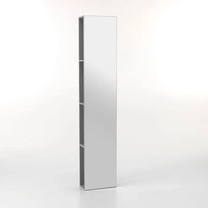 Bodenspiegel mit 4 Ablagen 32 x 18 x 160 cm in aschgrauem Kinn-TFT-Holz