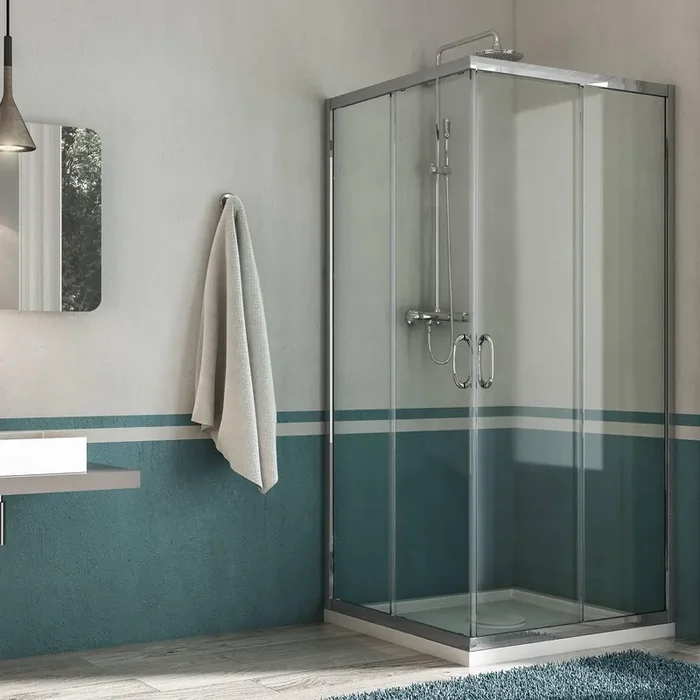 Box Doccia Rettangolare 2 Ante Scorrevoli In Cristallo H185 Fosterberg Vejle – 72×90 cm