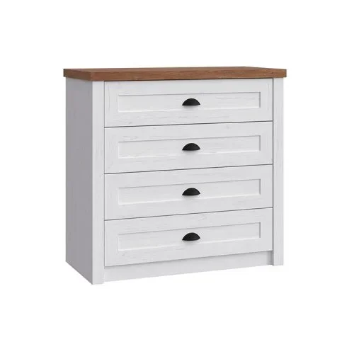 Cassettiera 88x88h cm 4 cassetti bianco frassinato rovere Provenza