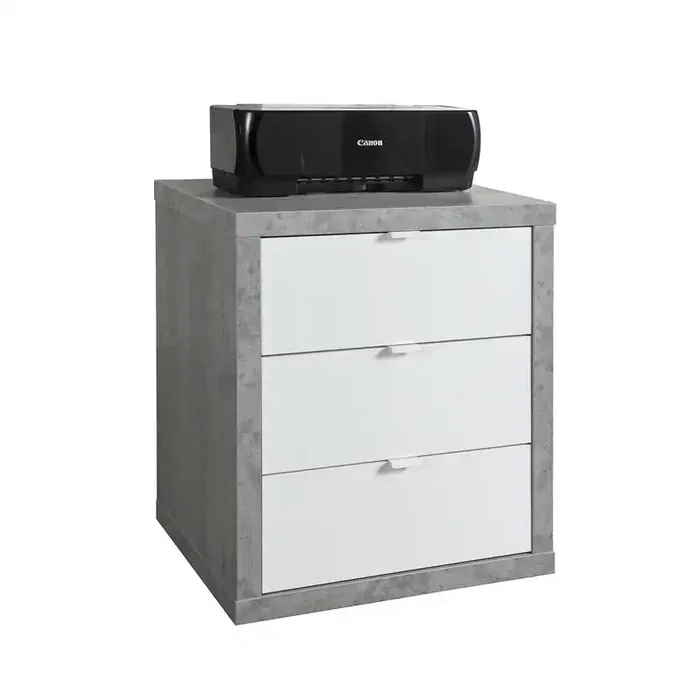 CASSETTIERA PRATICO 3 CASSETTI CEMENTO E BIANCO