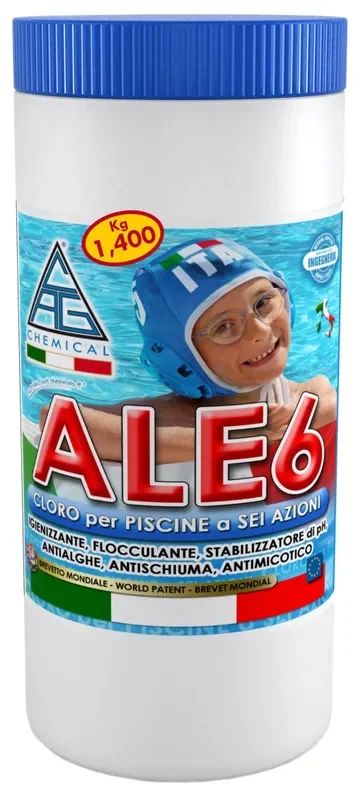 Chlortabletten von 200gr 6 Anti-Algen-Funktionen für Schwimmbäder 1,4 Kg Cag Chemical ALE6
