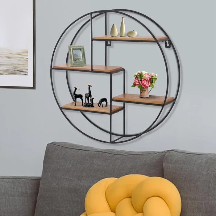 Circle Design Rack Regal aus Eisen und Holz Ø45×11 cm