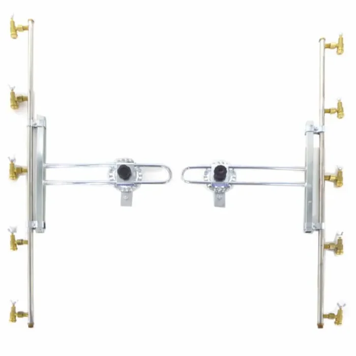 Coppia aste inox irrorazione con getti a farfalla in ottone 5+5 completo di supporti INOX