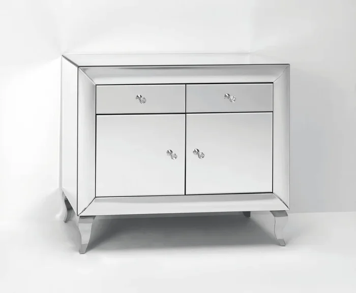 Credenza 2 ante e 2 cassetti design classico con specchi cm 100x39x86h