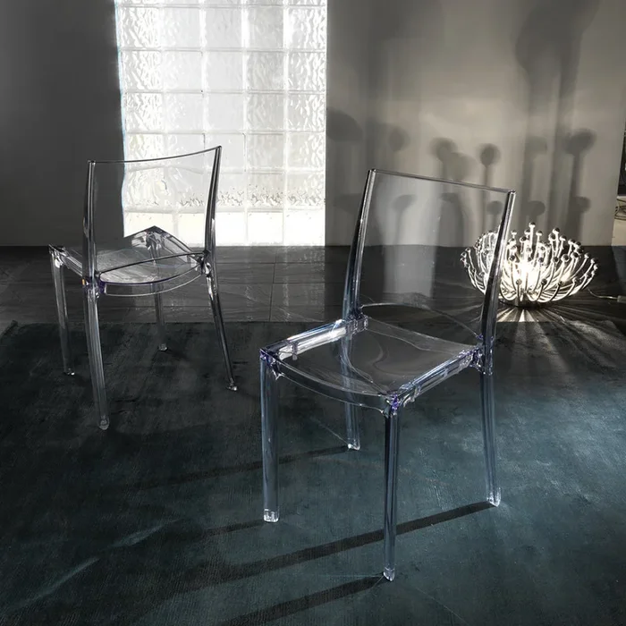 Cristal – Set da 4 Sedia in policarbonato trasparente per living cm 44x50x83h