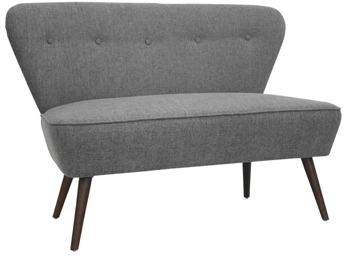 Divanetto moderno due posti stile vintage in legno e tessuto cm 115x56x84h – vari colori