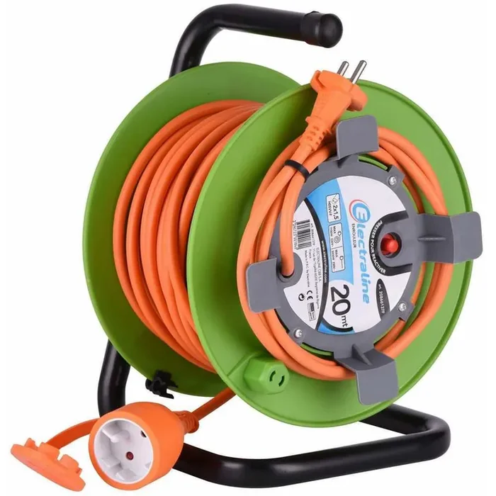 Electraline Avvolgicavo – 20m – Presa Universale Sezione 2 x 1,5 mm² (2 cavi con sezione 1,5mm²)