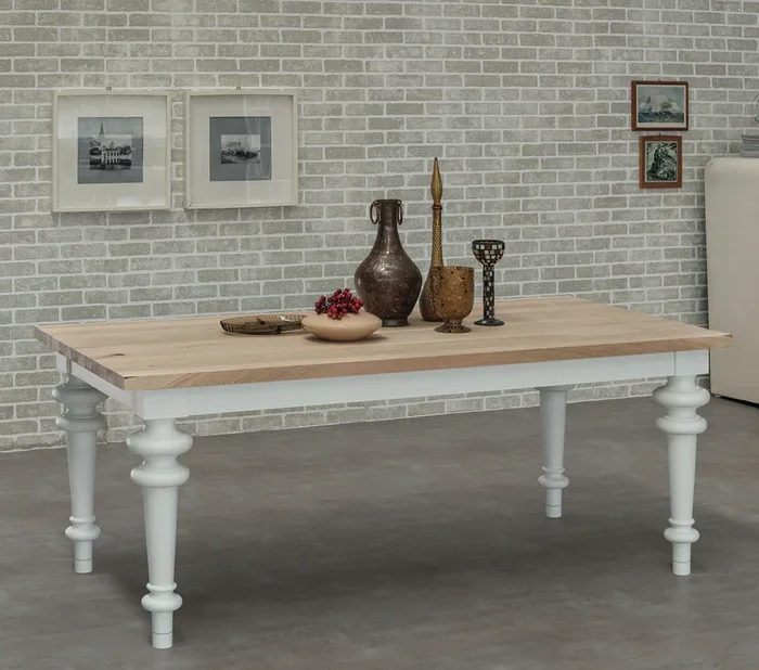 Eracleo Fisso – Tavolo classico piano in legno massello o vetro cm 200×100 – vari colori