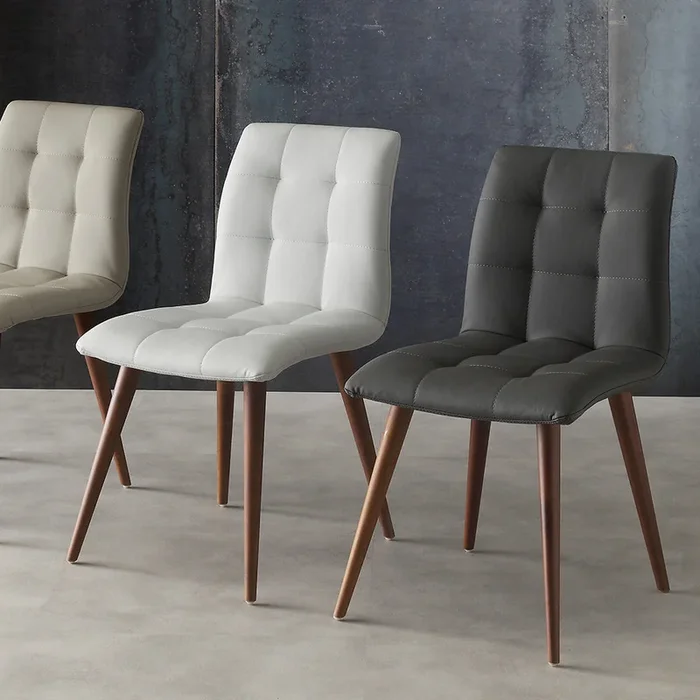 Finland – Set da 4 Sedia moderna da salotto imbottita in ecopelle e gambe faggio massello – vari colori