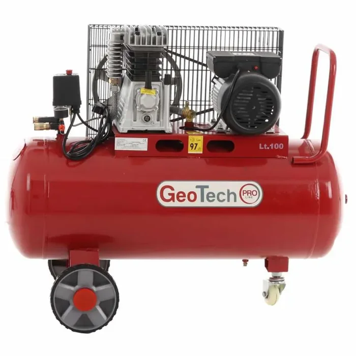 GeoTech-Pro BACP100-10-3 – Compressore aria elettrico a cinghia – Motore 3 HP – 100 lt – 10 bar