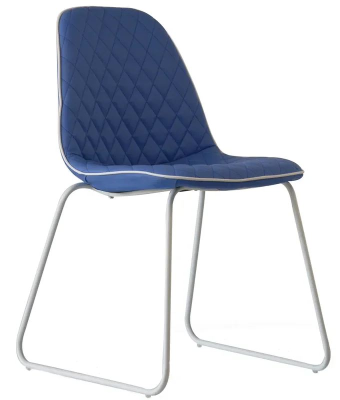 Gepolsterter Stuhl 45,5 x 55 x 83 cm in gestepptem Kunstleder Brenda Blue