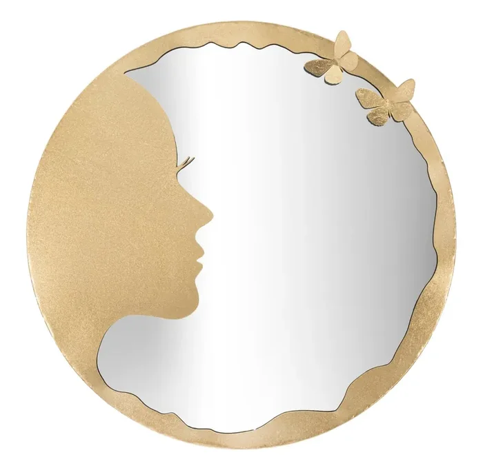 Glam Lady Luxy Spiegel Ø80×2,5 Spiegelgröße Ø72 cm in Iron Gold