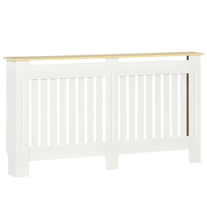 Heizkörperabdeckung 152 x 19 x 83 cm aus MDF und weißer Spanplatte