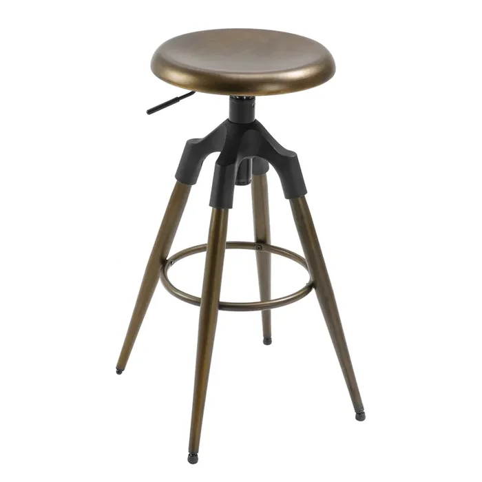 Hoher Barhocker aus bronzefarbenem Metall