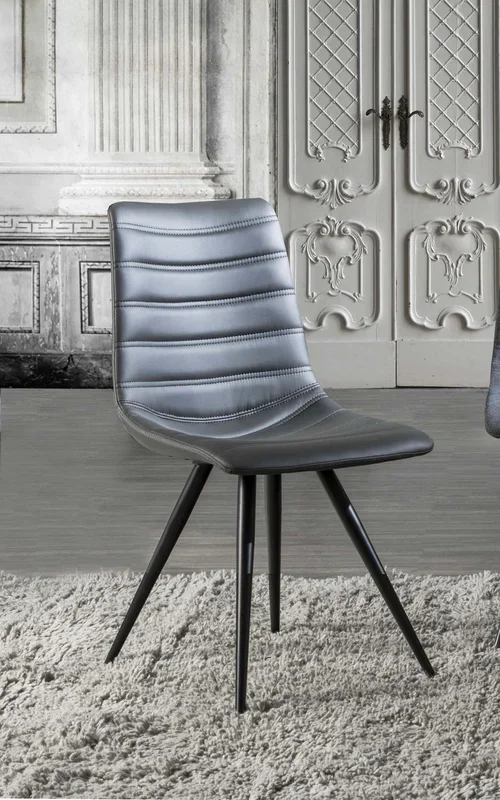 Ingrid – Set da 2 Sedia design per living gambe in metallo rivestito in ecopelle cm 44x57x87h