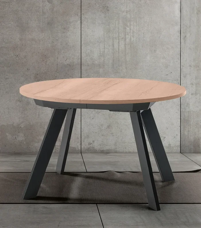 Kasper Fisso – Tavolo rotondo fisso piano in legno gambe in metallo – vari modelli