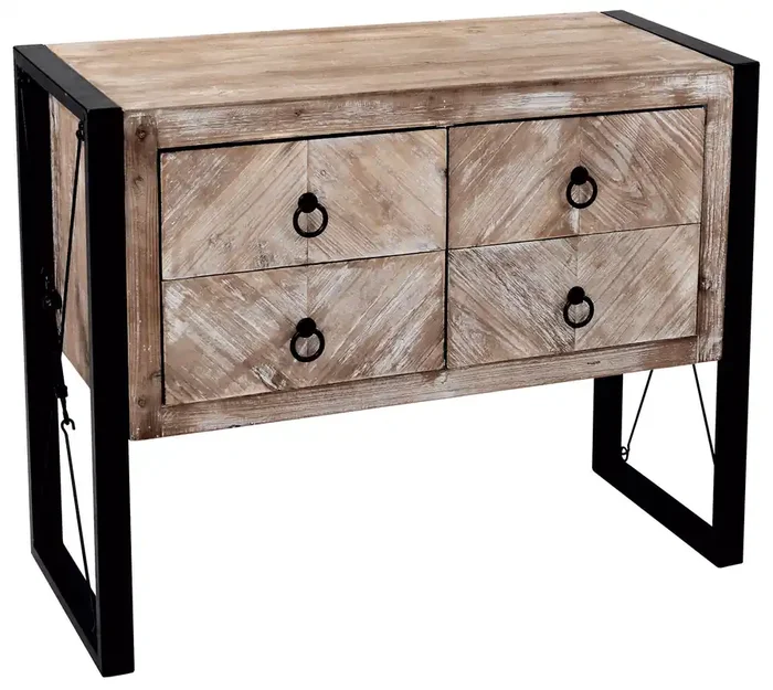 Kommode 4 Schubladen aus MDF-Holz und Adami Bilbao-Tanne