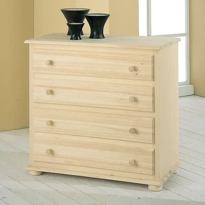 Kommode 4 Schubladen aus rohem Tannenholz 89 x 45 x 85 cm Fumer Country