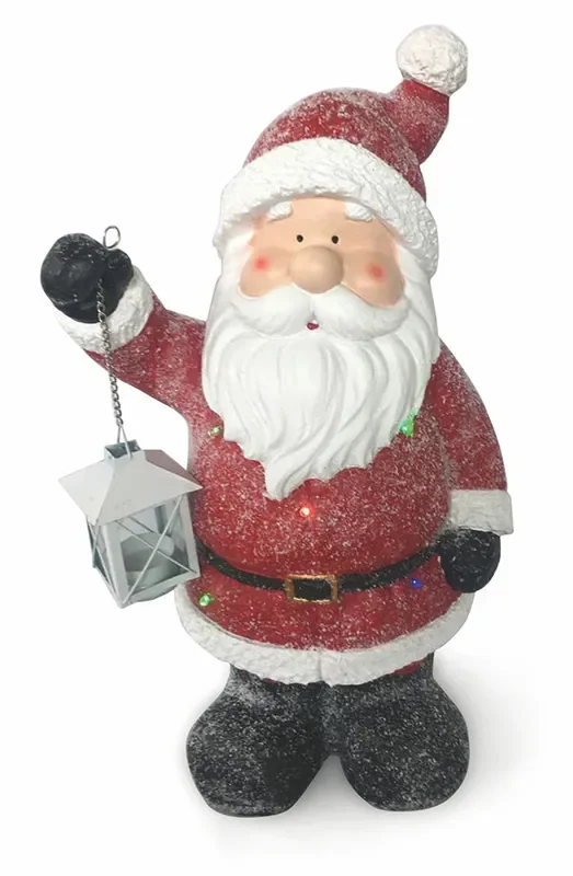 Leuchtende Weihnachtsmannpuppe 4 LED in Magnesia H48 cm Soriani Red