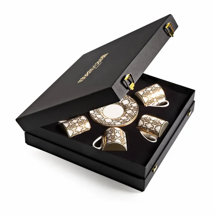 Luxury Box con 6 Tazze da Caffè Monogram Gold – Roberto Cavalli
