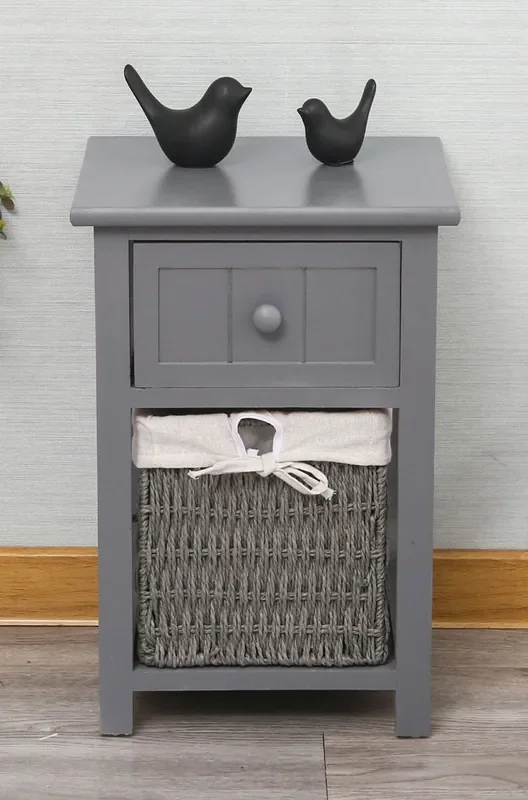 Nachttisch 2 Schubladen aus Massivholz 28x30x45 cm Fumer Elliot Grey